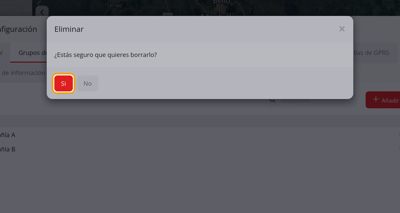 Confirme con Si