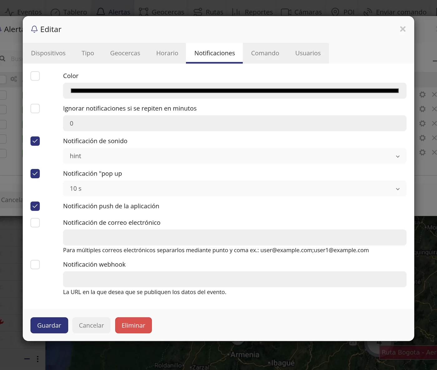 Abra la alerta y entre en «Notificaciones»