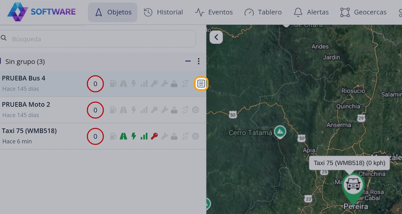 Abra el menú del vehículo
