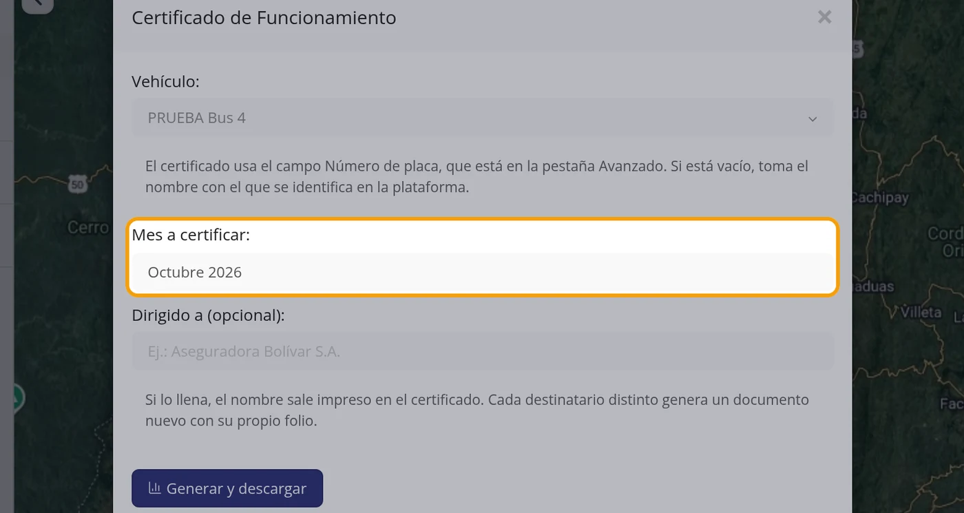 Elija el Mes a certificar