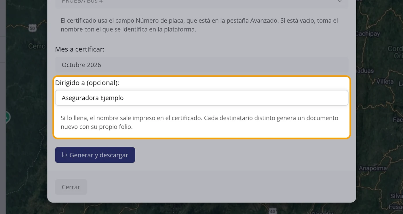 Dirigido a, solo si hace falta