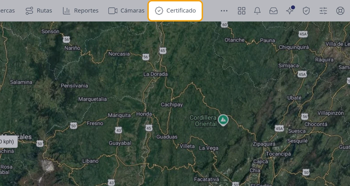 Pulse Certificado en la barra de arriba