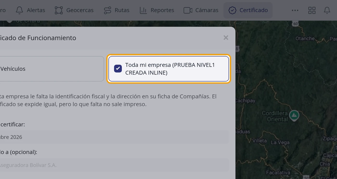 A nombre de su empresa