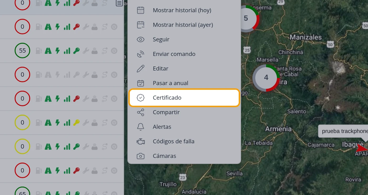 Elija Certificado