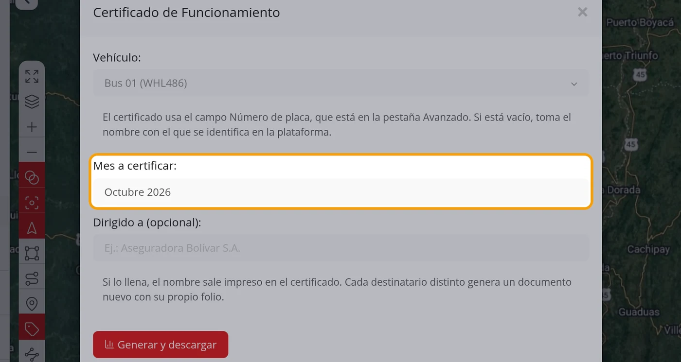 Elija el Mes a certificar