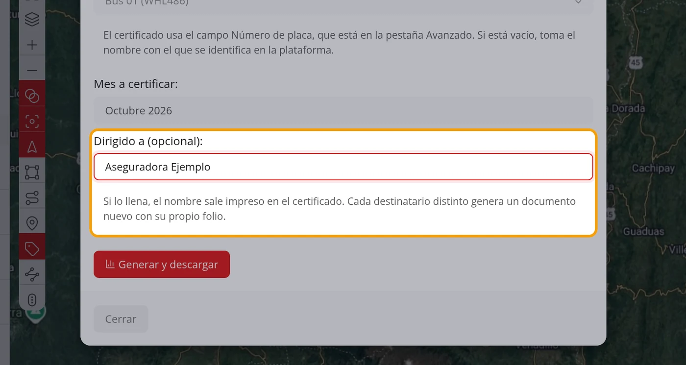 Dirigido a, solo si hace falta