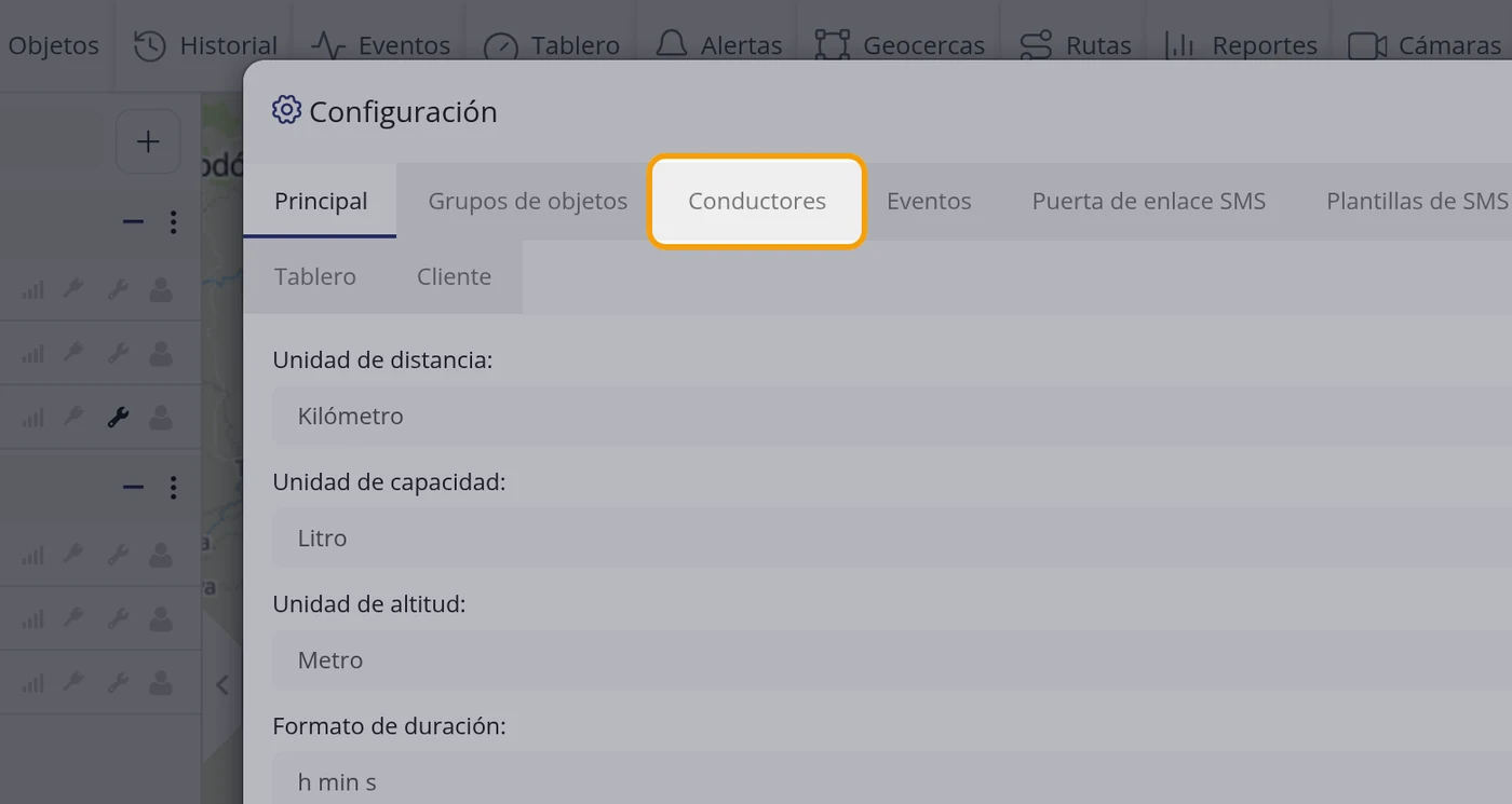 Pase a la pestaña Conductores