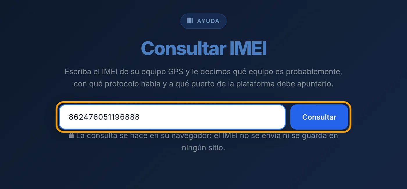Escriba el IMEI y pulse Consultar
