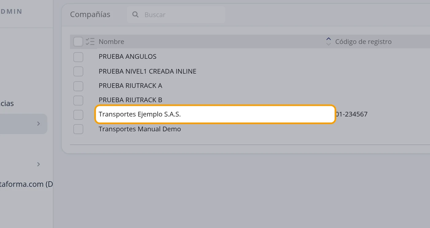 Busque la compañía en la lista
