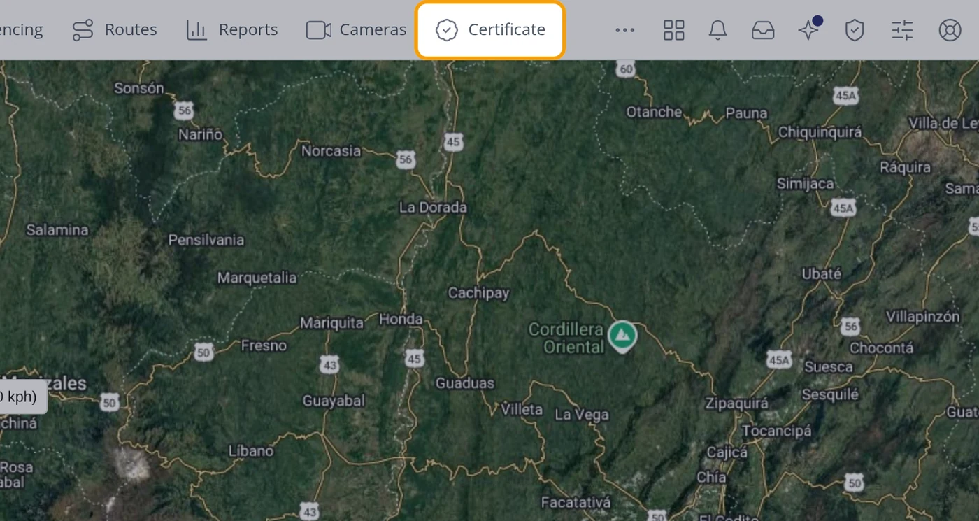 Click Certificate in the top bar