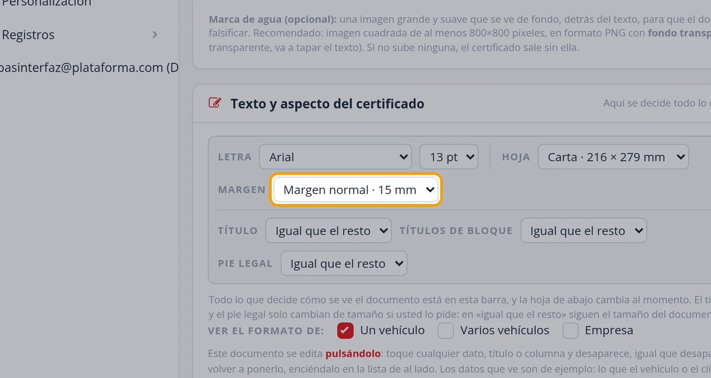 Choose the margin