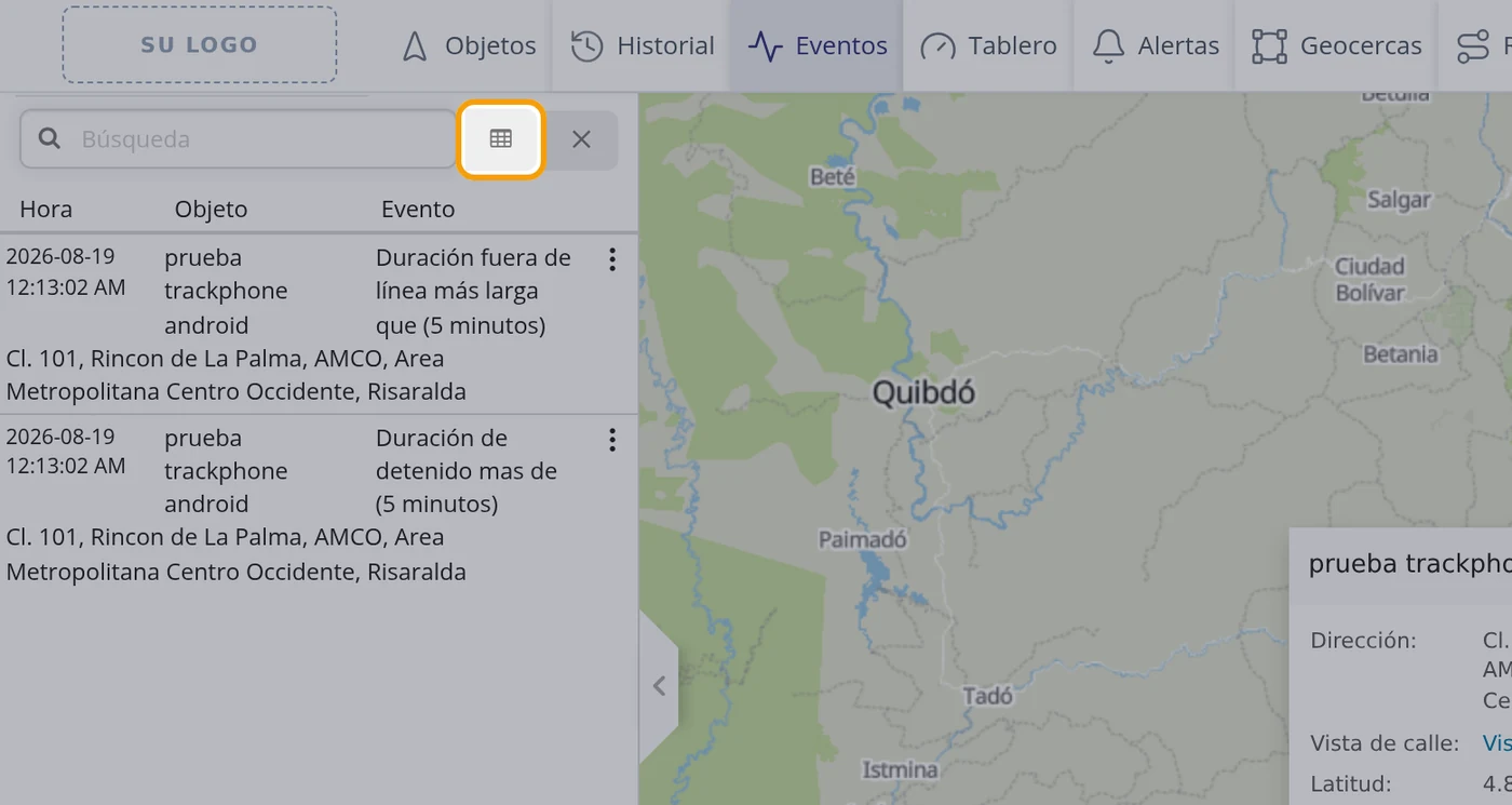 Abra la lista completa con el primer botoncito