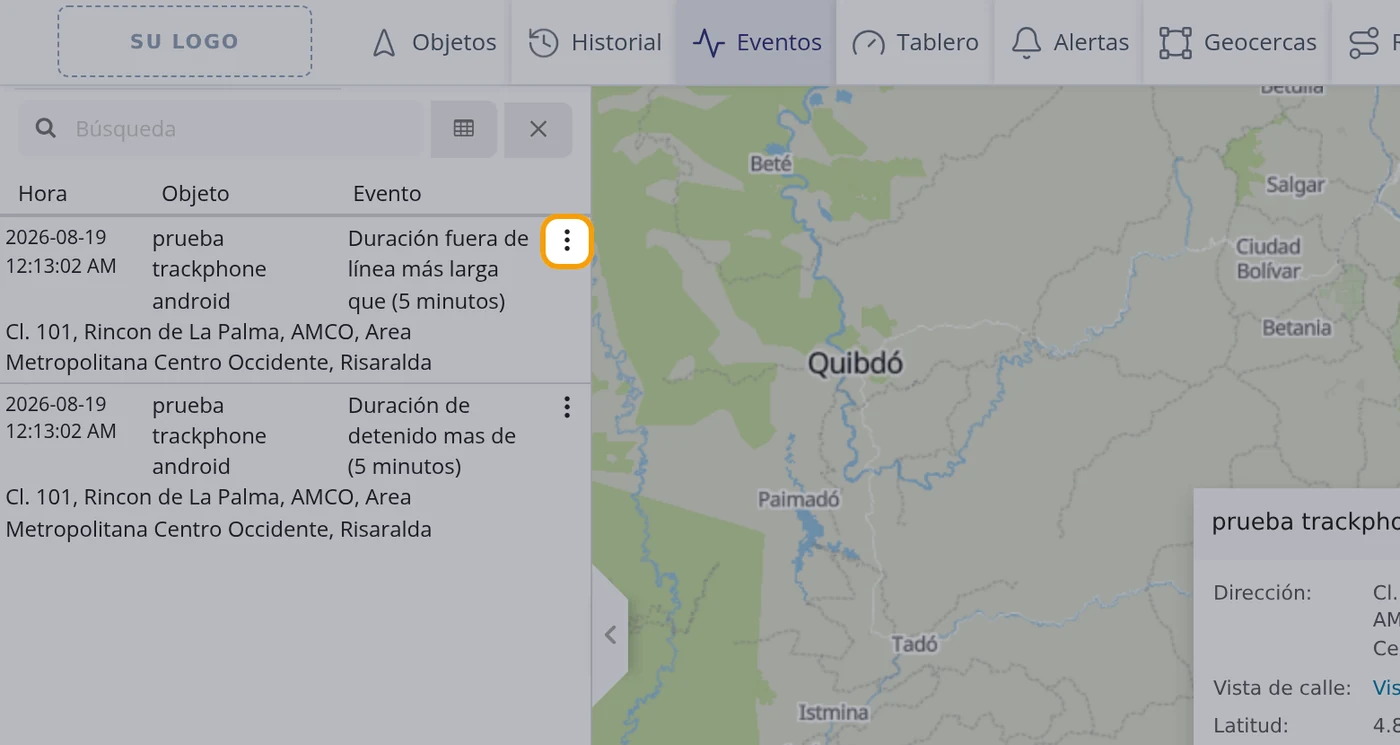 Abra el menú de una línea para borrarla