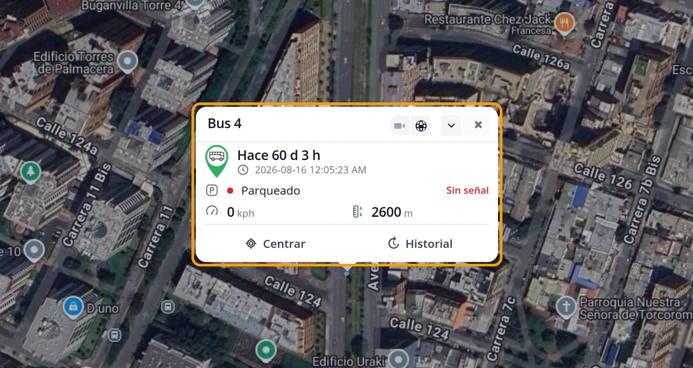 Pulse el vehículo en el mapa