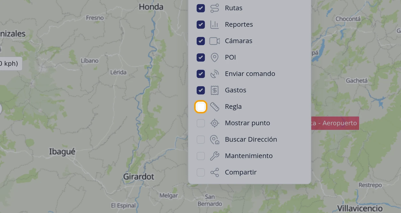 Marque el CUADRADITO de Regla, no el nombre