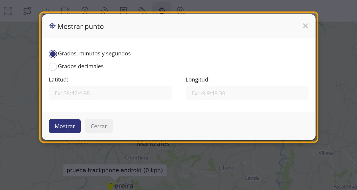 Mire cómo hay que escribir las coordenadas