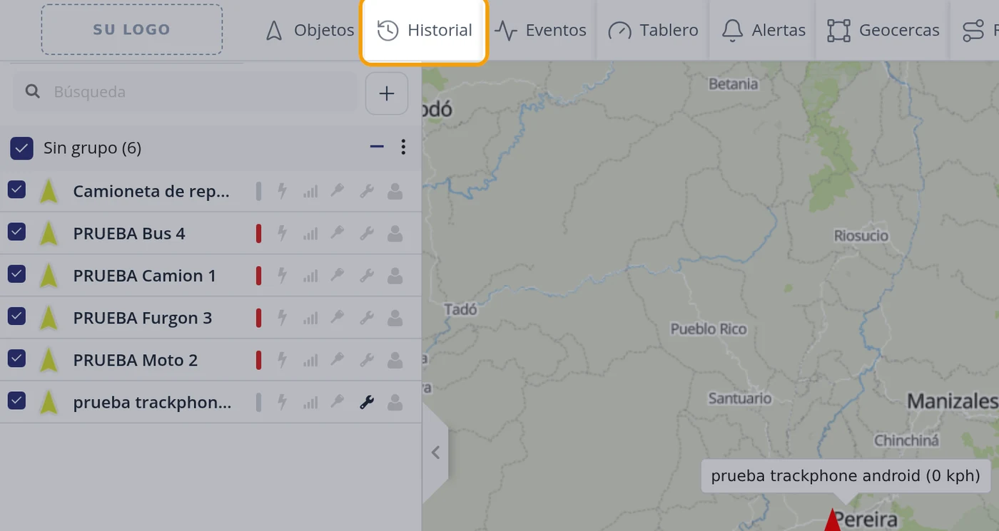 Pulse Historial en la barra de arriba