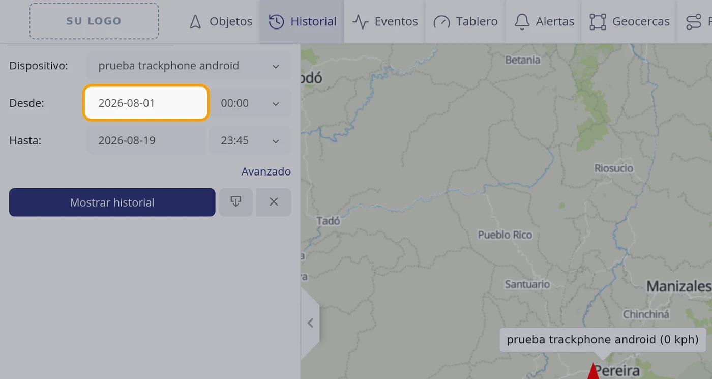Ponga las fechas