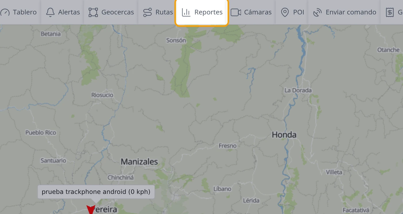 Pulse Reportes en la barra de arriba