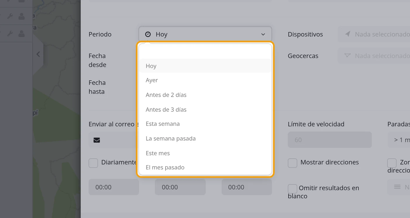 Mire el desplegable Periodo