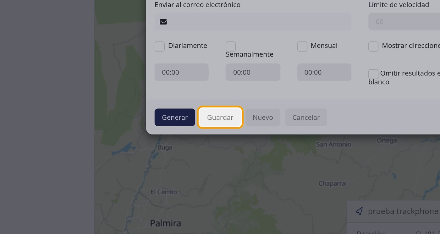 Si va a repetir este informe, pulse Guardar