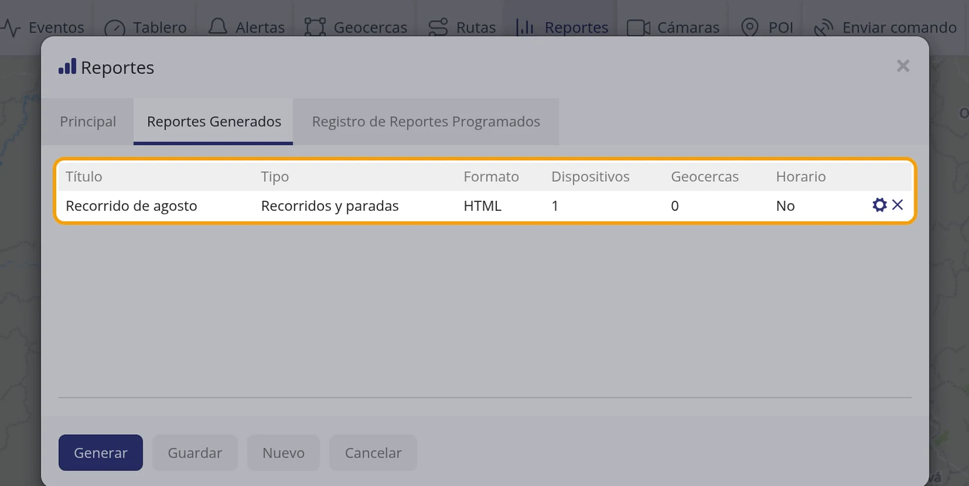 Compruebe en la pestaña Reportes Generados