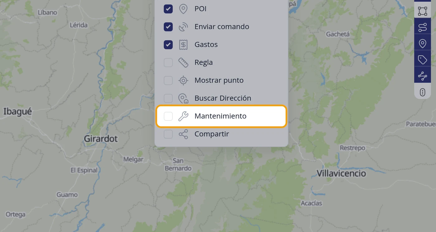 Marque la casilla Mantenimiento
