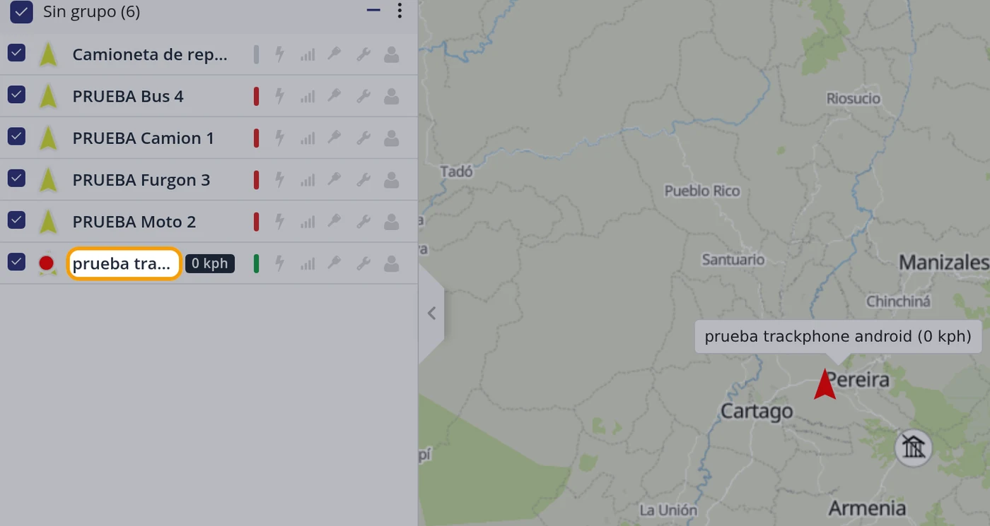 Vuelva al mapa y pulse el vehículo