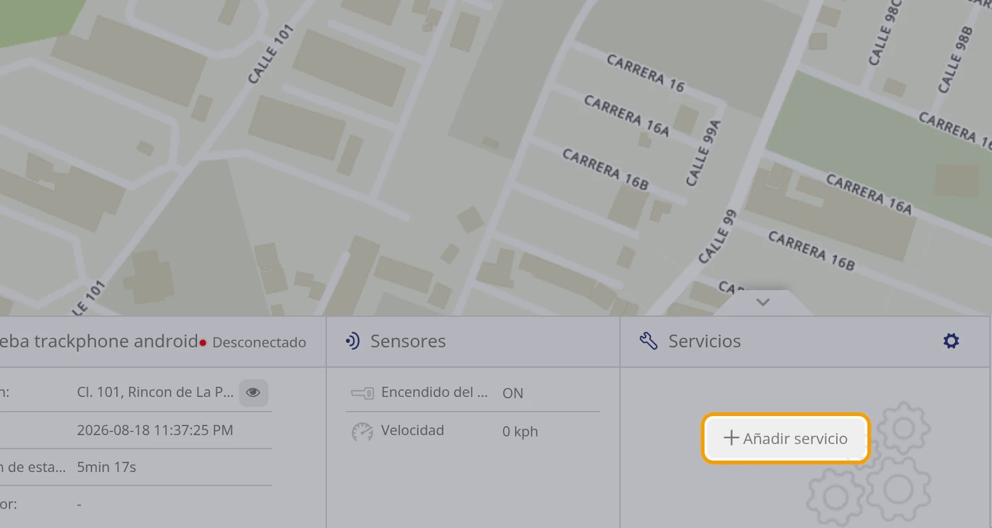 Pulse Añadir servicio en el recuadro Servicios
