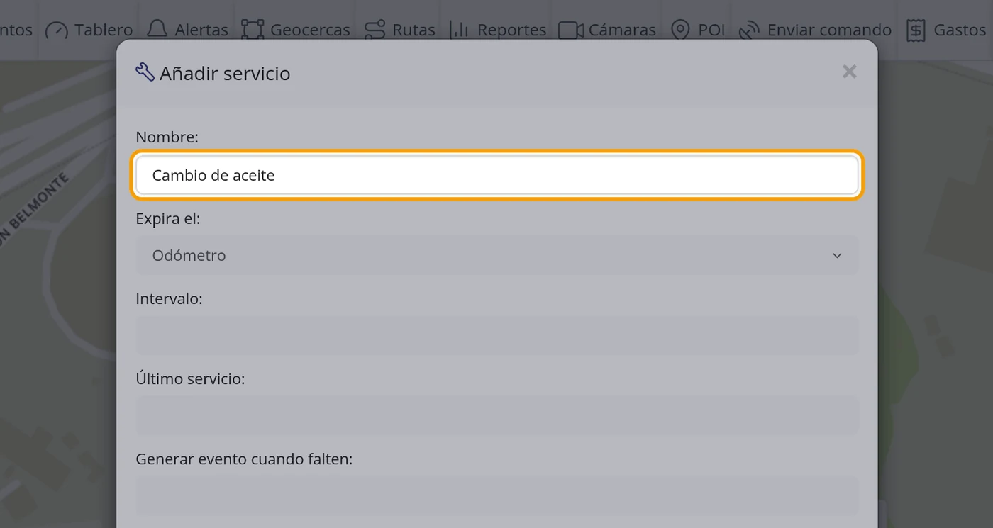 Escriba el nombre del mantenimiento