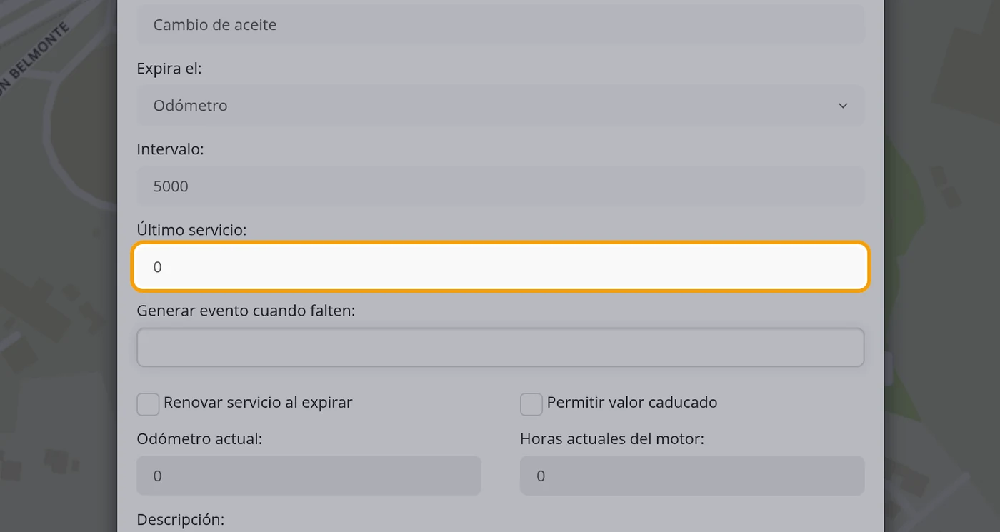 Escriba el Último servicio