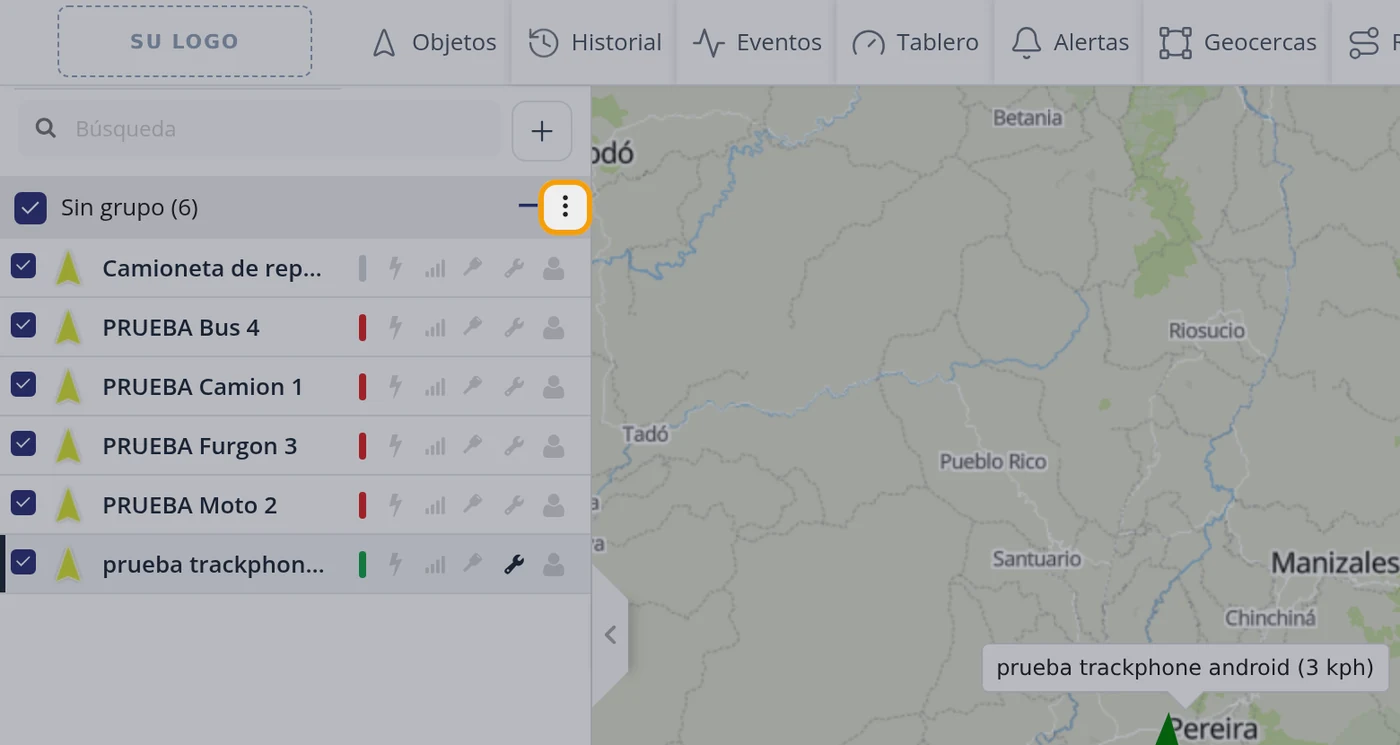 Pulse los tres puntos de «Sin grupo» para crear un grupo