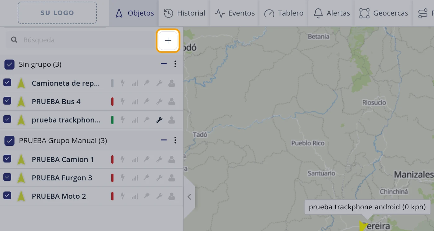 Pulse el botón + del panel de la izquierda