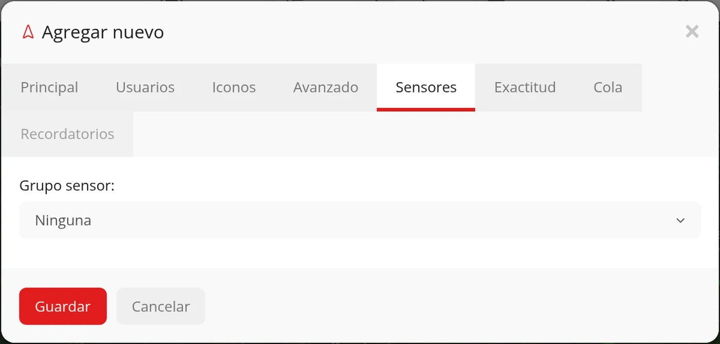 Sensores: el juego de sensores del modelo