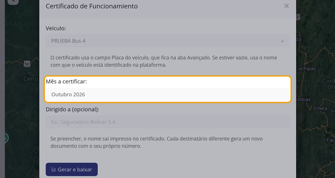 Escolha o Mês a certificar