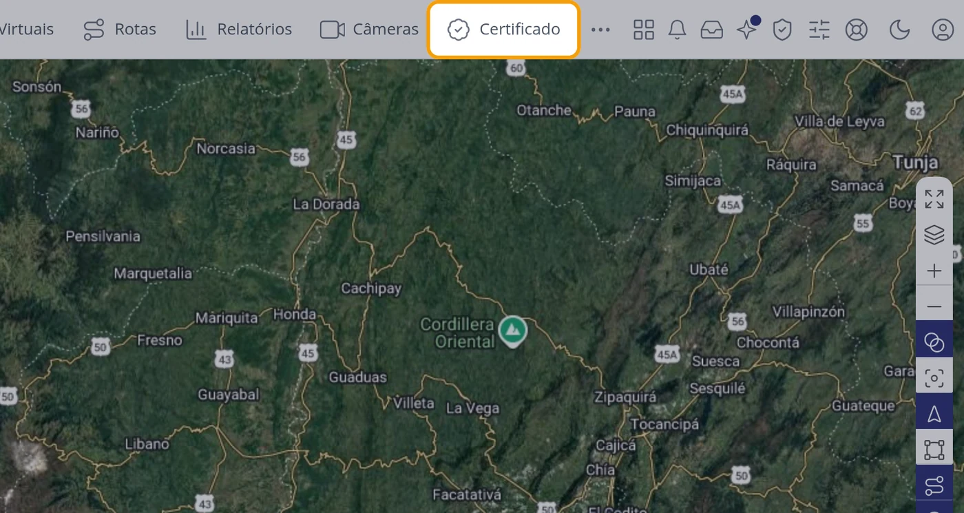 Clique em Certificado na barra de cima
