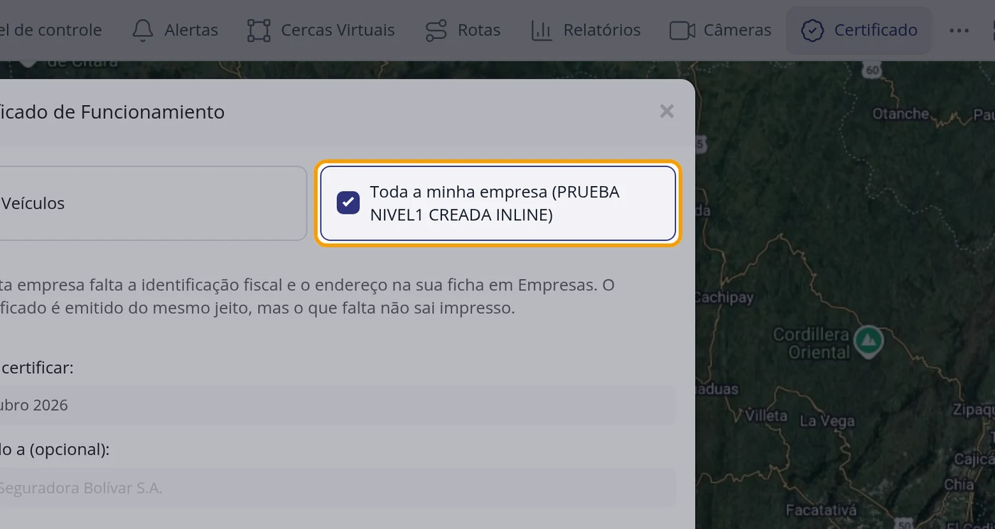 Em nome da sua empresa