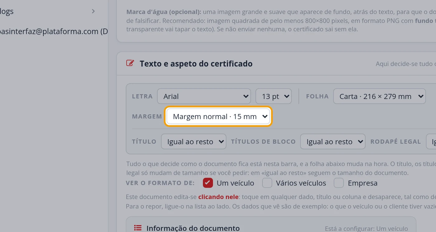 Escolha a margem