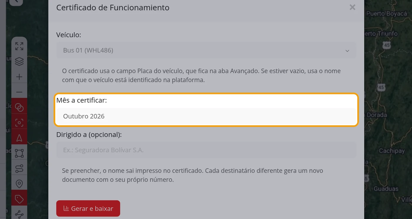 Escolha o Mês a certificar