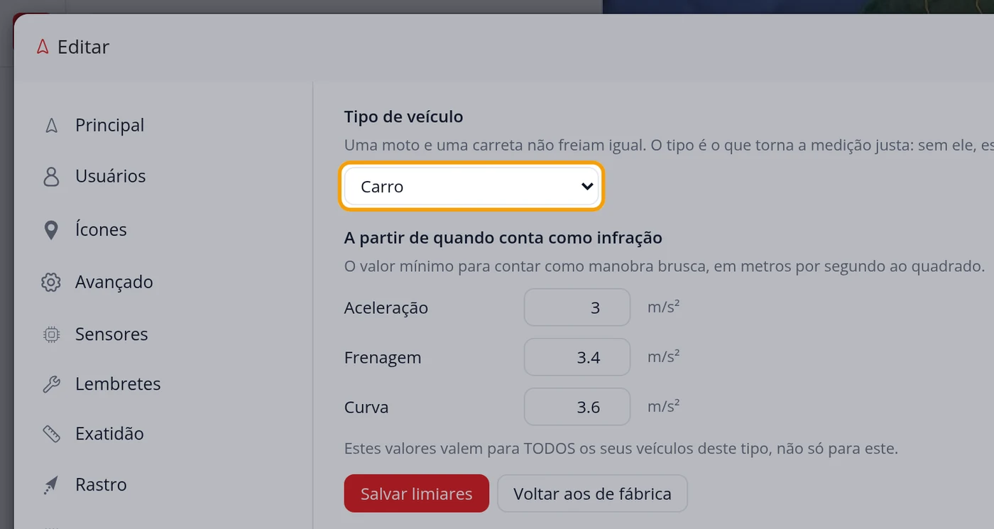Escolha o Tipo de veículo