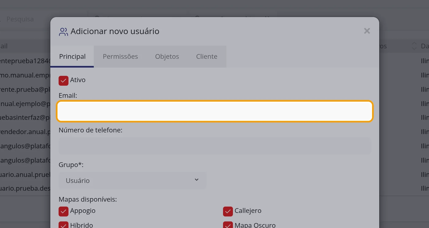 Escreva o e-mail e a senha