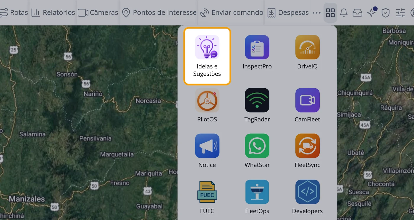 Abra o lançador e clique em Ideias e Sugestões