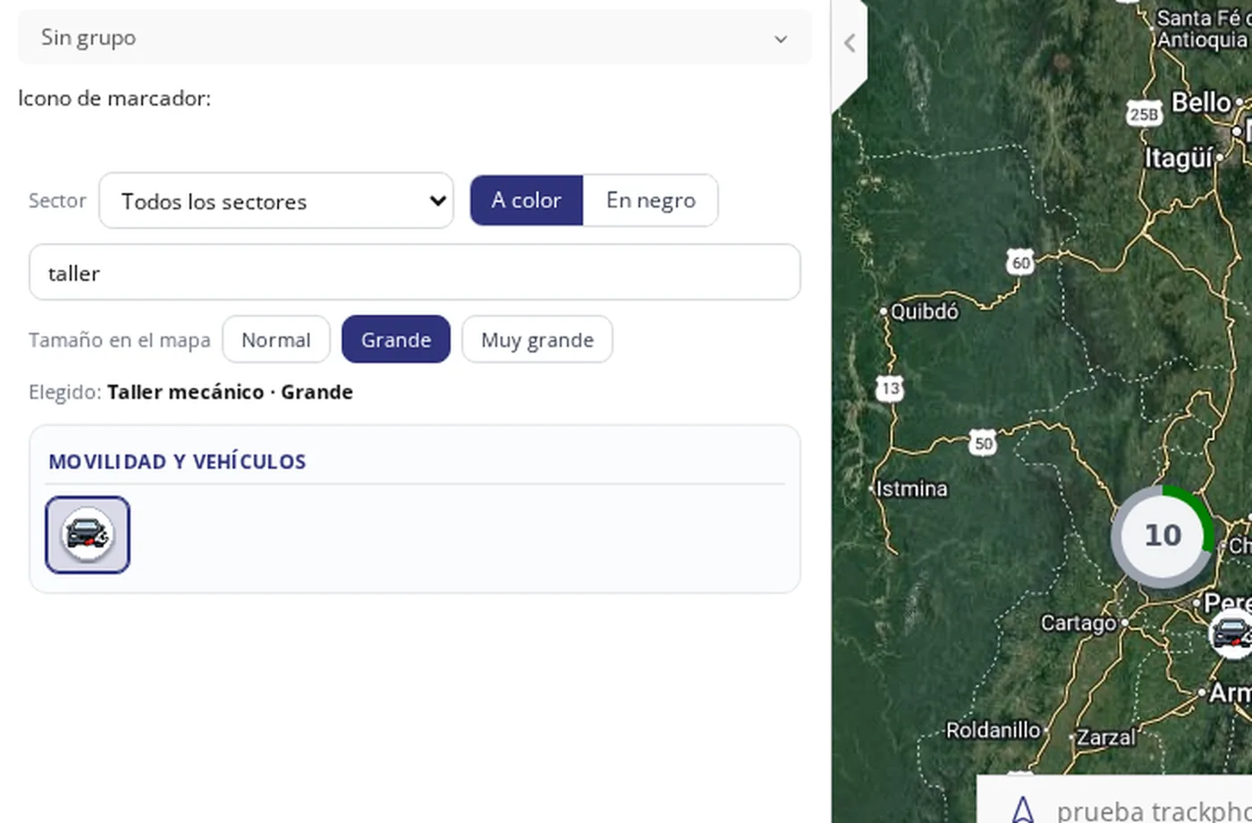 Elija el tamaño con el que saldrá en el mapa