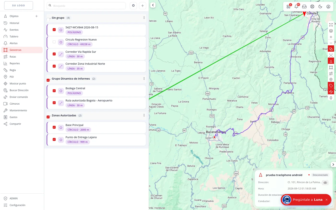 Convierta el recorrido en una geocerca