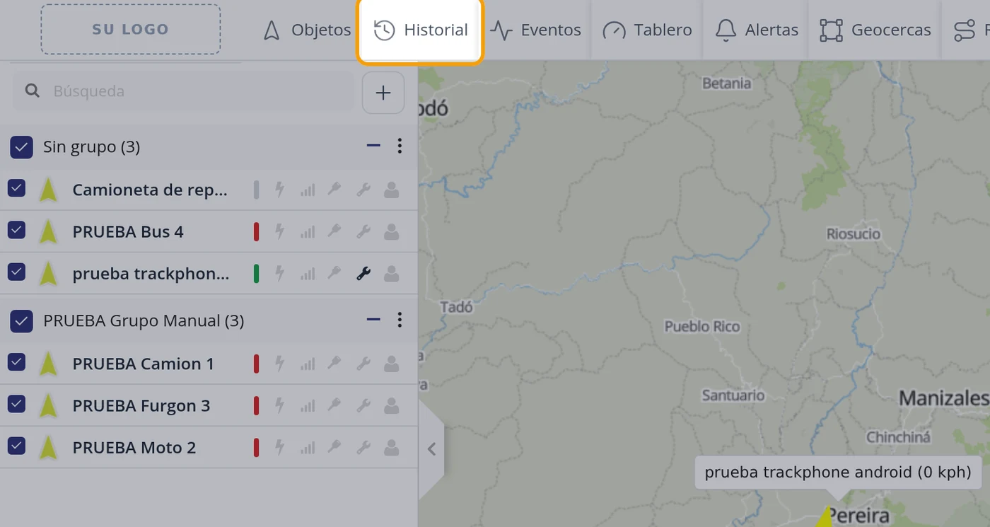Pulse Historial en la barra de arriba