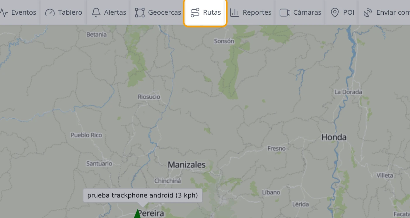 Pulse Rutas en la barra de arriba