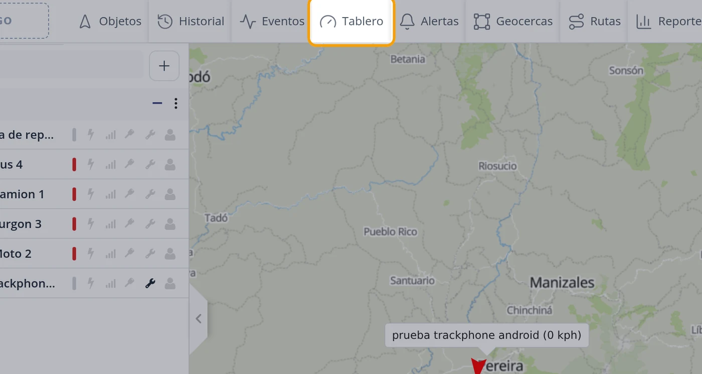 Pulse Tablero en la barra de arriba