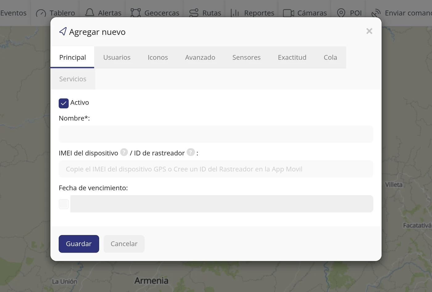 Aparece el formulario Agregar nuevo