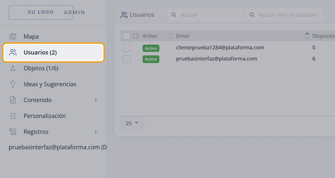 Abrir la lista de usuarios