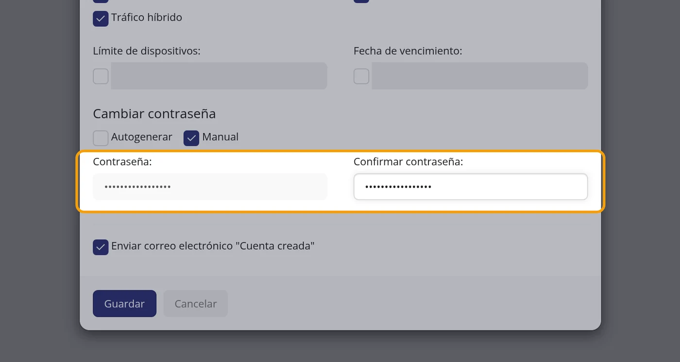 Poner la contraseña